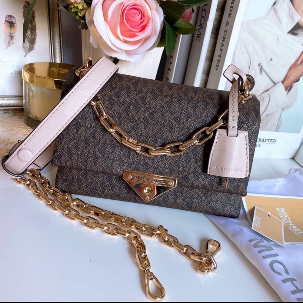 Michael Kors Cece Shoulder Bag 30T9G0EL2B-266 In Brown/ Soft Pink